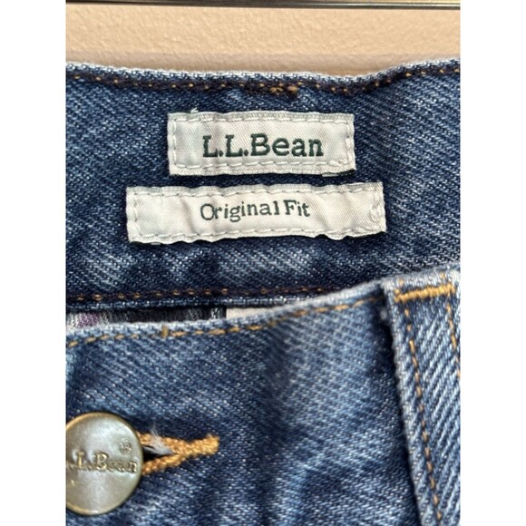 LL Bean Women’s Original Fit Plaid Flannel Lined Jeans Size 14 Petite Cotton EUC - Picture 2 of 12